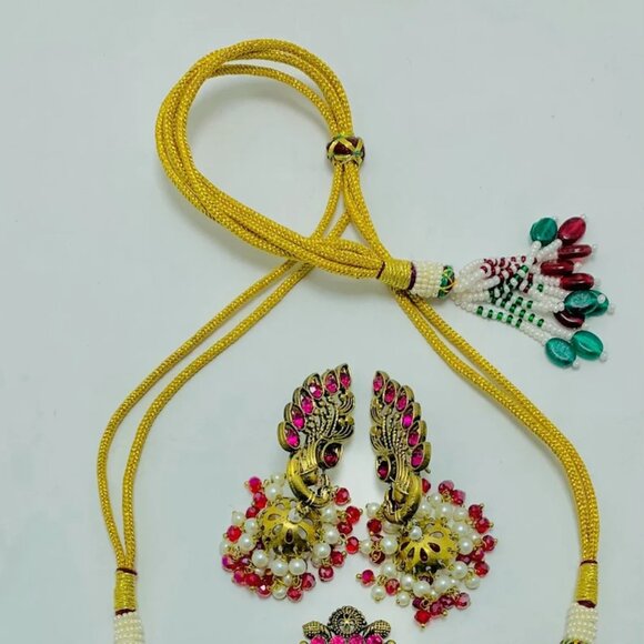 Handmade Jewelry Set With Pearls and Beads, Oxidized Jewelry Set, Choker Necklac - Picture 15 of 15